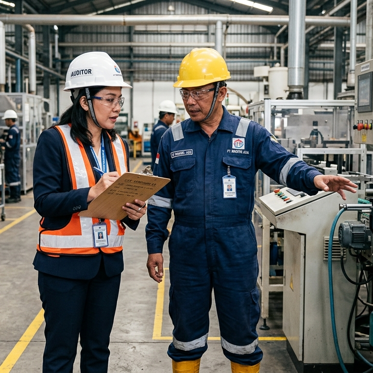 external auditor with site manager on a plant